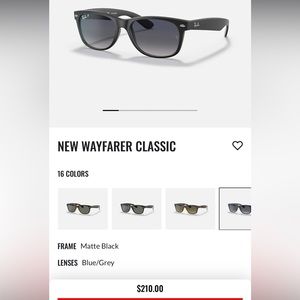 NWT Ray-Ban New Wayfarer Classic in Matte Black with Polarized Blue/Grey Lenses